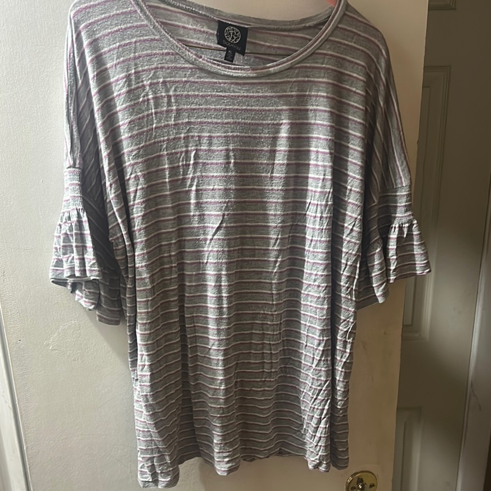 Striped Gray and Pink Women's Top